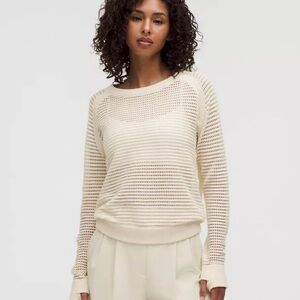 Lululemon Size 2X ? Pointelle-Knit Cotton Sweater Light Ivory *FLAWS
